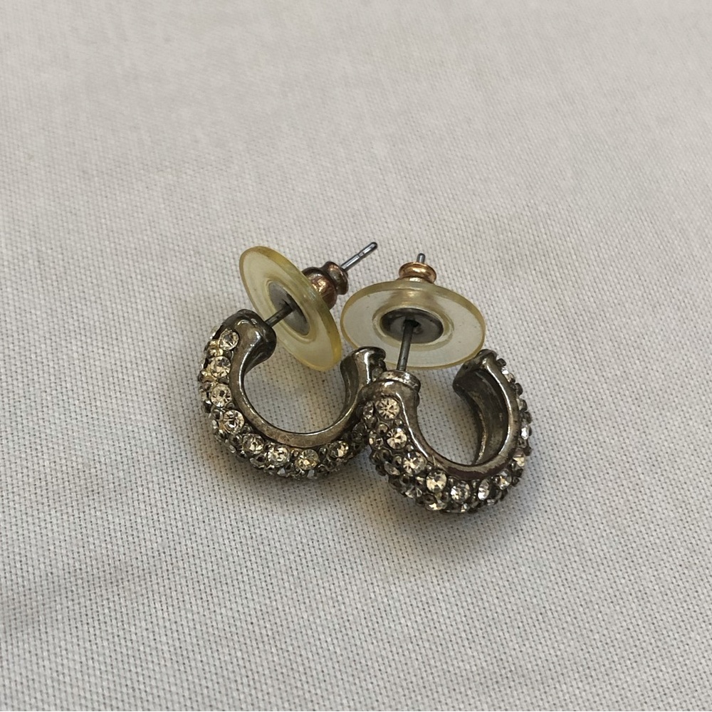 Rhinestone Mini Hoop Earrings Pierced